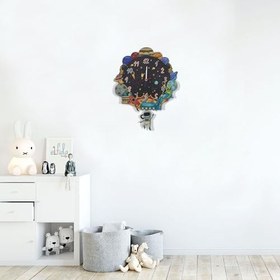 Resim 3 Boyutlu Ahşap Uzay Ve Gezegenler Çocuk Odası Ahşap Duvar Saati Elf-2312023 