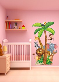Resim Sevimli Hayvanlar Temalı Boy Ölçer Çok Amaçlı Çocuk Odası Duvar Sticker Seti - 67x110 cm / Renkli / Boy Ölçer 