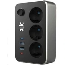 Resim Akım Korumalı 3'lü Priz ve USB Şarj Istasyonu 2 Usb, 1 Type-C 