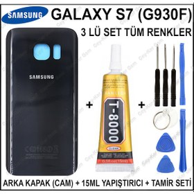Resim Samsung Galaxy S7 G930F Arka Cam Kapak Batarya Pil Kapağı+T8000 