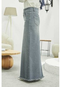 Resim 2252-denim Eteği Püsküllü Etek Gri Gri 