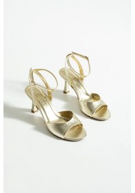 Resim Kadın Metalik Topuklu Sandalet Valen - Altın Altın 