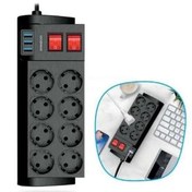Resim ® Isıya Dayanıklı Termal Akım Korumalı 2 Metre 16A 4000W 8li Priz ve 3 Usb Li Uzatma Kablosu 