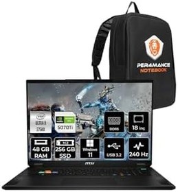 Resim MSI Stealth 18 HX AI Ultra 9 275HX 48GB 256GB SSD RTX5070TI/12GB 140W 18'' WQXGA W11P Gaming Laptop 
