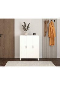 Resim Ayakkabılık 3 Kapaklı Çok Amaçlı,banyo,kiler Dolabı Beyaz 