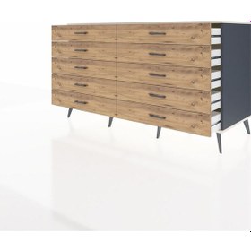 Resim Kronos Konsol 10 Çekmeceli 176x59x99 Antrasit-aytaşı/çam Antrasit-aytaşı/çam 