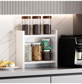 Resim Dekorosso Lara Kahve Köşesi Rafı Mutfak Rafı Tezgah Rafı Beyaz 