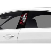 Resim Araç Kapı Direk Kaplama Folyosu Kurt Desenli (Sağ Sol Takim) (2 Adet) - 22X50 cm 