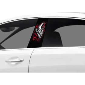 Resim Araç Kapı Direk Kaplama Folyosu Kurt Desenli (Sağ Sol Takim) (2 Adet) - 22X50 cm 