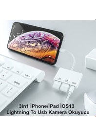 Resim Ally 3In1 Apple iPhone Uyumlu iPad Lightning To Usb Kamera Okuyucu 