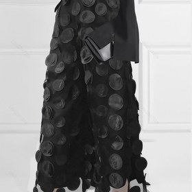 Resim Kadınlar için Şık Yüksek Bel Siyah File Puantiyeli Pantolon - İnceltici Yarı Şeffaf Tasarım, İlkbahar/Sonbahar Etkinlikleri İçin Mükemmel, Makinede Yıkanabilir, Polyester 