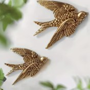 Resim 1 adet Altın Yalı Wall Art - Şık Reçine Kuş Dekoru, Yaşam Odası veya Ofis Arka Planı için, İç Mekan Süslemesi, Ofis Dekoru | Art Deco Tarzı | Detaylı Tüy Tasarımı, Kuş Dekoru 