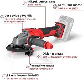 Resim Einhell AXXIO 18/125 Akülü Taşlama Seti (4,0 Ah Akü ve Şarj Cihazı, Kesici Disk Dahildir) 