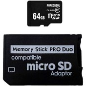 Resim POPKONSOL Memory Stick Pro Duo 64GB PSP Hafıza Kartı MS PSP Adaptör Mikro SD Çevirici 