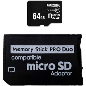 Resim POPKONSOL Memory Stick Pro Duo 64GB PSP Hafıza Kartı MS PSP Adaptör Mikro SD Çevirici 