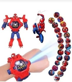 Resim Spiderman Örümcek Adam Projeksiyonlu Robota Dönüşen Çocuk Kol Saati Projektör Saat 
