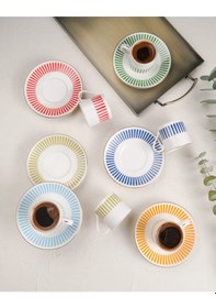 Resim Porser Alya Mix Kahve Fincan Takımı 80cc 6 Kişilik 12 Parça Çok Renkli 