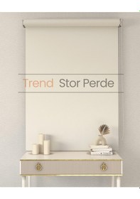 Resim Krem Stor Boncuklu Zebra Stor Güneşlik Perde Opak Krem 