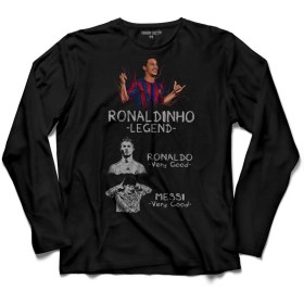 Resim Kendim Seçtim Ronaldınho Efsane Messı Ronaldo Uzun Kollu Tişört Baskılı Çocuk T-shirt 