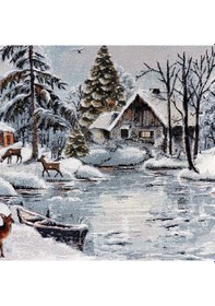 Resim Manzara Serisi-22 Dokuma Goblen Kumaş-Kar Manzarası 