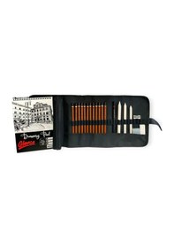 Resim Eskiz Defteri A5 120 Gr 50 Yp Professional Dereceli Kalem Set 12 Li Rulo Bez Çantalı Eskiz Seti 
