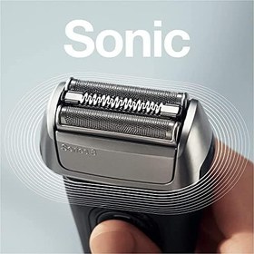 Resim Braun Series 8 erkek tıraş makinesi, 3+1 tıraş başlığı, hassas elektrikli tıraş makinesi ve düzeltici, Sonic teknolojisi ve kontur ayarlı 40° başlık, ıslak ve kuru, 8410s, siyah 