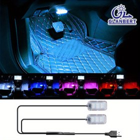 Resim USB ile Çalışan Monokrom LED Araba Zemin Işıkları - Uygun, Kolay Kurulum 