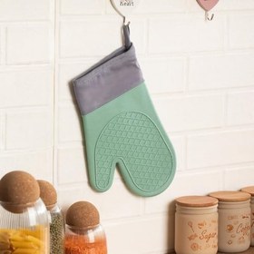 Resim Isıya Dayanıklı Silikon Fırın Eldiveni, Su Geçirmez, Kabartmalı Petek Dokulu Tutuş Yüzeyi, Yumuşak Kumaş Manşetli (Renk stok durumuna gönredilir) 