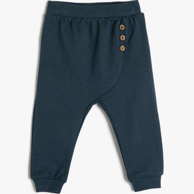Resim Erkek Bebek Jogger Eşofman Altı Düğme Detaylı Beli Lastikli Pamuklu 