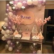 Resim LOTUS PARTY 50 Adet - Hastane Oda Süsleme - Lila - Beyaz - Krom Gümüş Balon Zinciri Seti 