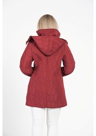 Resim Vetre Kadın Kapitone Mont (75 Cm) Bordo Büyük Beden 1014 Çok Renkli 