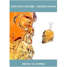 Resim El Yapımı Kuru Kafa Cam Şişe 350 Ml Estetik Tasarım 1 Adet 