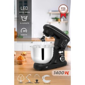 Resim 5 Litre Dijital Stand Mikser, 1400W, Siyah, Hamur Yoğurma Makinesi 