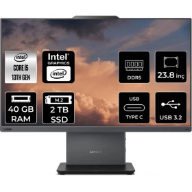 Resim Lenovo Thinkcentre Neo 50A Gen 5 i5 13420H All In One Bilgisayar 40GB RAM 2TB SSD 23.8" FHD FreeDOS + Per4 USB 12SC000YTRP324 