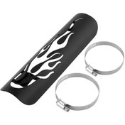 Resim Hightower Siyah Evrensel Moto Egzoz Alev Koruması Sıcaklık Kalkanı Honda Harley Kawasaki 