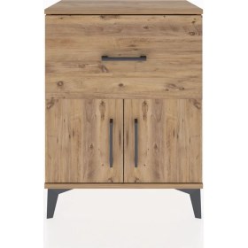 Resim Arges Komodin Tek Raflı Tek Çekmeceli 2 Kapaklı 60X30X80 Çam-Çam 