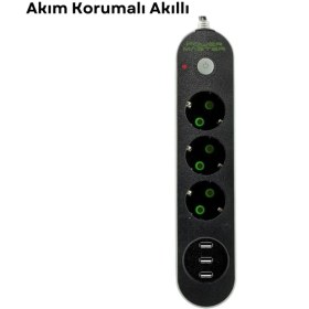 Resim 3 USB Portlu Üçlü Priz CXE103 