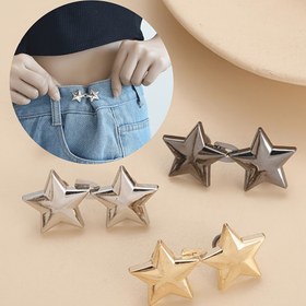 Resim 1 ADET Moda Bel Düğmesi Yıldız Şekilli Bel Düğmesi Pantolon Bel Büyük Ve Küçük Değişiklikler İçin Dikmeye Gerek Yok 