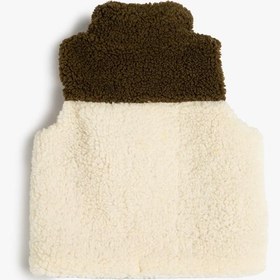 Resim Erkek Bebek Peluş Yelek Dik Yaka Fermuar Kapamalı Cepli Paraşüt Kumaş Detaylı 