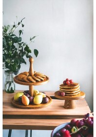Resim Justwood 2 Li 2 Katlı Kek Stantı Ve 20 Cm Mini Kurabiye Pasta Sun 
