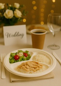 Resim Ekolojik Ambalaj Doğa Dostu Organik 26cm 3 Bölmeli Tabak 10 Adet 