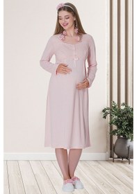 Resim Mecit Pijama Mecit 5715 Pudra Sabahlıklı Lohusa Gecelik Takım 