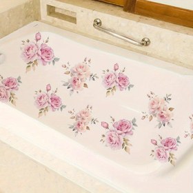 Resim 20*30cm Yeni Pembe Gül Çiçeği Banyo Çıkartmaları Banyo Duvar Dekorasyonu Kendinden Yapışkan Duvar Çıkartması 
