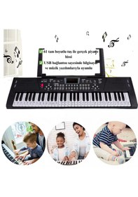 Resim 61 Tuşlu Işıklı Dijital Piyano Mikrofonlu Çocuk Keyboard Seti 