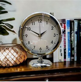 Resim Krom Parlak Metal Ofis Salon Otel Masa Saati B6 