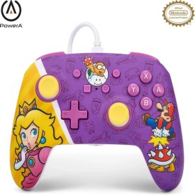 Resim PowerA Nintendo Switch Için Geliştirilmiş Kablolu Controller - Princess Peach Battle, Gamepad, Oyun Kumandası, Kablolu Denetleyici, Resmi Lisanslı 