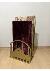 Resim Safa Premium Ön Korumalı Seccade Askısı, Seccadelik Gold Siyah 