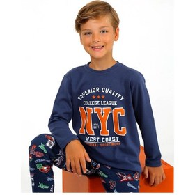 Resim Vitmo Erkek Çocuk Uzun Kollu Pamuklu Pijama Takımı West Coast İndigo 