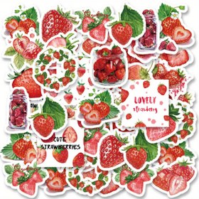 Resim 46 Adet Etori Çilek Stickerları - Yeniden Kullanılabilir, Saf ve Taze Karışık Renkli Düzensiz Şekilli Sanat Stickerları, Sevimli Meyve Tasarımlı Laptoplar, Su Şişeleri, Telefonlar için - Kadınlar, Yetişkinler ve Çalışanlar İçin Mükemmel, Laptop Dekorasyonu | Canlı Stickerlar | Taze Meyve Temalı, Çilek Temalı Ürünler 