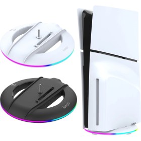 Resim Eddyscale Ps5 Slim Aksesuarı Için LED Dikey Stand, 14 Işık Modlu Yükseltilmiş Stand, Playstation 5 Slim Konsol Için Vidalar ve USB C Kablosu ile Disk/dijital - Ps5 Konsoluna Uymaz (Yurt Dışından) 